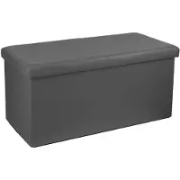 Atmosphera Poef/hocker/voetenbankje - opbergbox - grijs - PU/MDF - 76 x 38 x 38 cm - Poefs