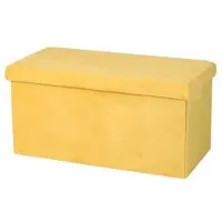 Urban Living Hocker bank - poef XXL - opbergbox - geel - polyester/mdf - 76 x 38 x 38 cm - Poefs