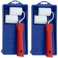 Veba 2x stuks lakroller schildersets 5 cm extra fijn met verfbak en beugel - Verfrollers