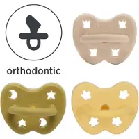 Hevea - Fopspeen - Orthondontisch - Banana, Olive, Sandy Nude -3-36 mnd - 100% natuurrubber