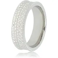 My Bendel - Brede Zilverkleurige Ring met Structuur - Brede Zilverkleurige Ring - Uniek Ontwerp - Tijdloze Elegantie - met Luxe Cadeauverpakking | Sieraden Voor Dames | Maat 21.00 Mm / Maat 66