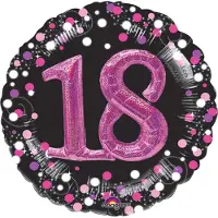 Amscan Folieballon sparkling pink 3D 18 (81cm) (pink, wit, zwart)