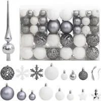 vidaXL 111-delige Kerstballenset polystyreen wit en grijs
