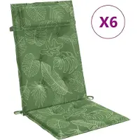 vidaXL Stoelkussens 6 st hoge rug bladpatroon oxford stof