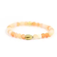Heaven Eleven KIDS - meisjes - armband - edelsteen - aventurien - oranje - 4mm - Goud - pyrite hart