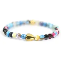 Heaven Eleven KIDS - meisjes - armband - edelsteen - agaat - mix - 4mm - Goud - RVS - hart