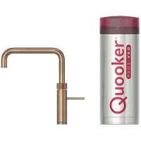Quooker Fusion square messing patina met Combi+ reservoir