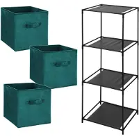 Bathroom Solutions Storage Solutions Opbergrek Smartrack - met 3x mandjes stof - groen - 34 x 104 cm - Opbergkastjes