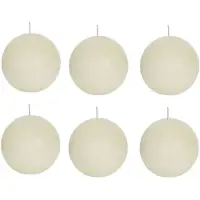 Spaas Candles 6x Ronde rustieke kaarsen ivoor 8 cm 24 branduren sfeerkaarsen - bolkaarsen