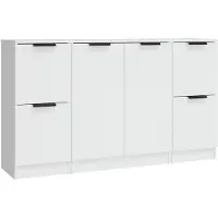 vidaXL Dressoirs 3 st bewerkt hout wit