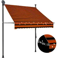 vidaXL Luifel handmatig uitschuifbaar met LED 150 cm oranje en bruin