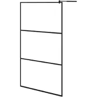 vidaXL Inloopdouchewand transparant 115x195 cm ESG-glas zwart