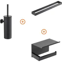 Guido Gusto Toilet accessoires set Mat zwart design met beugel