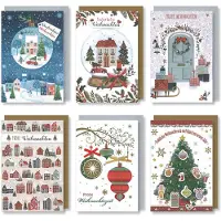 Horn 6 Weihnachtskarten mit Umschlag Set - Weihnachtskarte Klappkarten - A6 - Frohe Weihnachten - Folien-druck- 6 Duitse kerstkaarten
