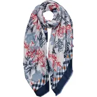 Clayre & Eef Sjaal Dames Print 80x180 cm Blauw Synthetisch