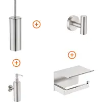 Guido Gusto Toilet accessoires set Rvs exclusief met zeepdispenser
