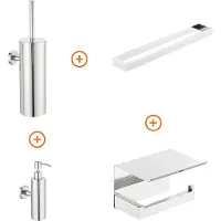 Guido Gusto Toilet accessoires set Chroom design met beugel en zeepdispenser