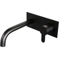 Brauer Black Edition inbouw wastafelmengkraan met gebogen uitloop en afdekplaat model D1 mat zwart
