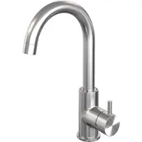Brauer Wastafelmengkraan brushed edition coldstart opbouw hoog gebogen korte ronde hendel geborsteld rvs pvd
