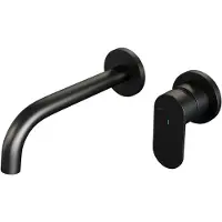 Brauer Inbouw wastafelmengkraan black edition coldstart gebogen uitloop platte hendel rechts mat zwart met rozetten