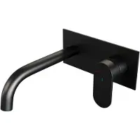 Brauer Black Edition inbouw wastafelmengkraan met gebogen uitloop en afdekplaat model C1 mat zwart