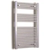 Sanicare Elektrische design radiator plug & play 111,8x60 cm inox look 730 watt met zwarte thermostaat links