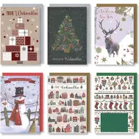 Horn 6 Weihnachtskarten mit Umschlag Set - Weihnachtskarte Klappkarten - A6 - Fröhliche Weihnachten - 6 Kerstkaarten met Duitse tekst