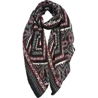 Clayre & Eef Sjaal Dames Print 80x180 cm Zwart Synthetisch