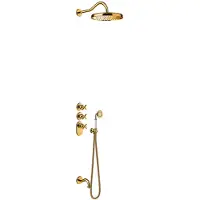 Tres Badkraan Clasic Thermostatisch Inbouw Incl. Regendouche 3-wegs Goud