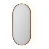 Ink Spiegel sp21 ovaal in stalen kader 40x4x80 cm met color changing led verlichting geborsteld koper