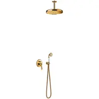 Tres Regendoucheset clasic mengkraan plafondarm incl. Handdouche goud