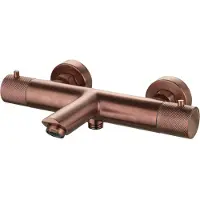 Sanilux Badmengkraan Opbouw Ribb Thermostatisch Rond Met Geribbelde Knop Brons