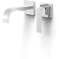 Tres Wastafelmengkraan inbouw slim exclusive 2 delen gebogen uitloop en lange hendel chroom