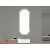 Boss & Wessing Ovale spiegel bws mino met dimbare led verlichting en spiegelverwarming 50x100 cm mat zwart