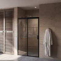 Boss & Wessing Douchedeur BWS Black Edition Frame Softclose Links 110x200 cm Helder Glas Zwart