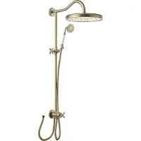 Tres Regendoucheset opbouw clasic incl. Handdouche kruisgreep verouderd messing mat