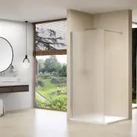 Van Rijn Inloopdouche ST01 90x200 cm Melkglas 8 mm Met Stabilisatiestang RVS