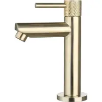 Sanilux Fonteinkraan opbouw ribb rond met geribbeld knop goud geborsteld