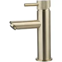 Sanilux Wastafelmengkraan opbouw mia met geribbeld knop goud geborsteld