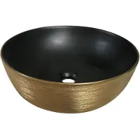 Sanilux Waskom pisa keramiek met extra dunne rand mat zwart /goud geborsteld