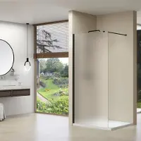 Van Rijn Inloopdouche ST01 Met Zijwand Helder Glas 110-30x200cm 8 mm Zwart