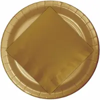 Merkloos 48x Gouden wegwerp bordjes van karton 23 cm - Feestbordjes