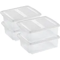 Sunware set van 4x opslagboxen kunststof 17 liter transparant 45 x 36 x 14 cm met deksel - Opbergbox