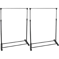 Gerimport 2x Stuks mobiel kledingrek enkele stang 90-160 cm - Kledingrekken