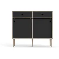 Ebuy24 Penny dressoir 2 schuifdeuren en 2 laden Hickory decor en mat zwart.