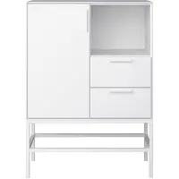 Ebuy24 Ravn dressoir 1 deur en 2 lades, wit gelakt, wit metalen frame.
