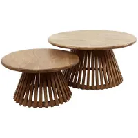 Hoyz Collection salontafel tweak massief mango zandkleur set van 2