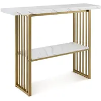 Coast 2 Niveaus Console -tabel met marmeren uiterlijk 120 x 29,5 x 92,5 cm wit en gouden