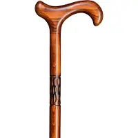 Gastrock Stöcke GmbH Wandelstok beukenhout - Gefreesde kraag - Gewicht 290 gram - Lengte 94 cm - Dikte 16 mm - Wandelstok heren en dames - Loopstok - Derby handvat - Bruin kersenkleur