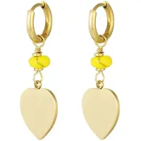 Yehwang Oorbellen hart bedel met gele details - goud/geel